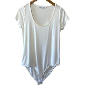 The Nines by Hatch Maternity Short Sleeve U Neck Ivory/Cream Bodysuit Size Small